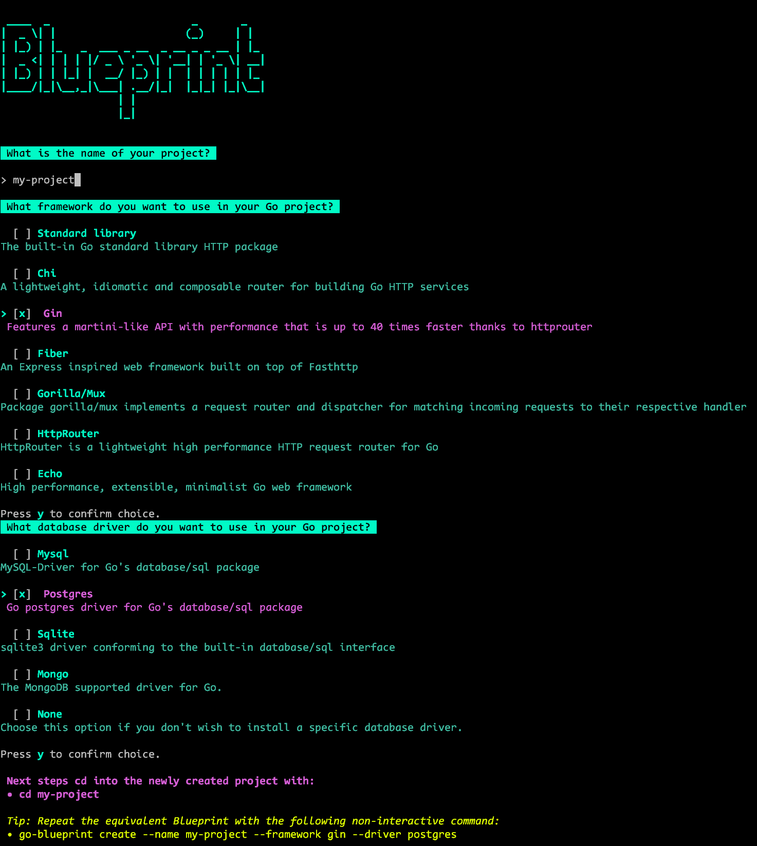 Go Blueprint CLI Interface